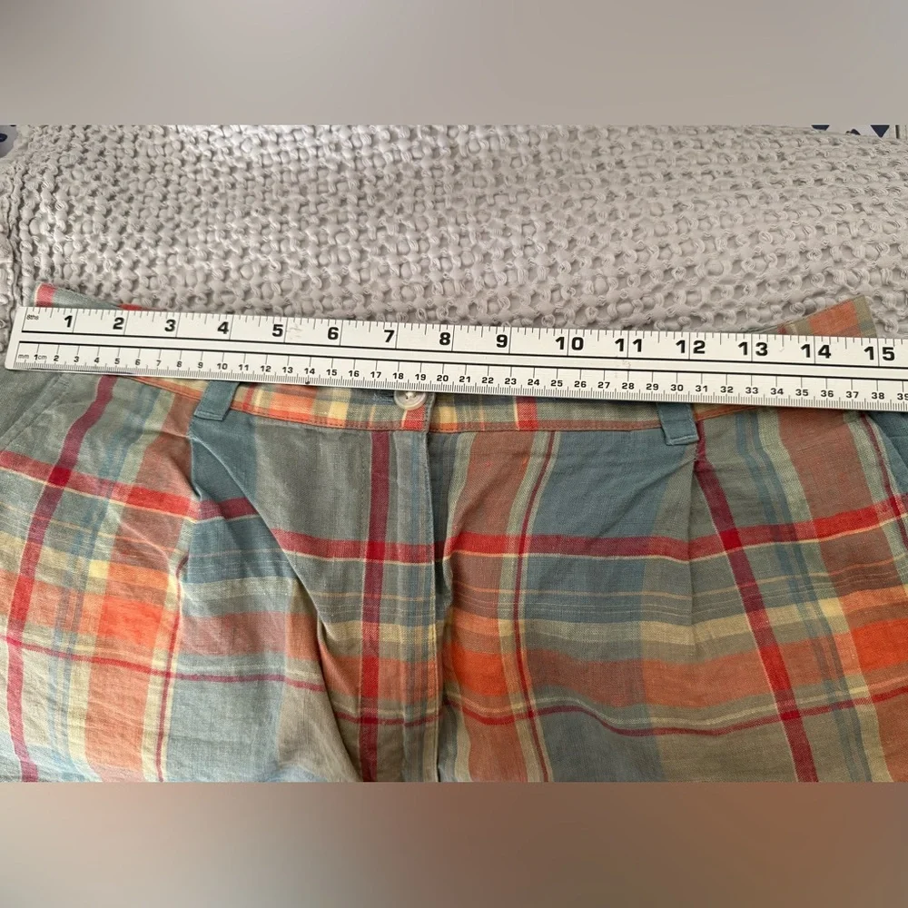 Ralph Lauren Plaid Cotton Shorts in Blue, Orange, Tan Women’s Size 12